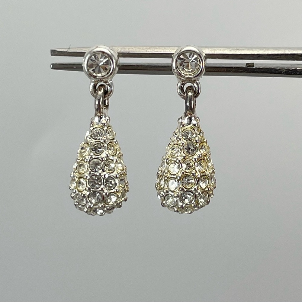 Monet 14K Gold Post White Diamond CZ Dainty Dangle Earrings Elegant Stunning